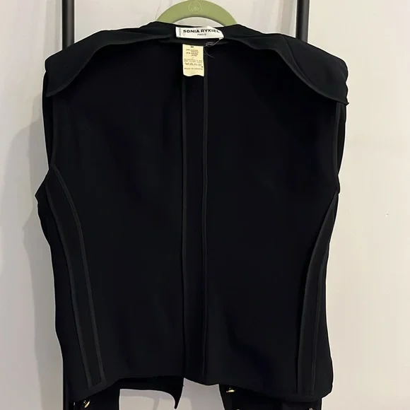 Sonia Rykiel V-neck Button Down Black Button Detail Blazer Women Size 44